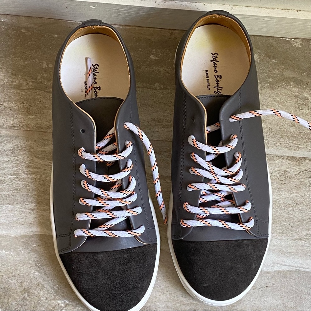 Handcrafted Stefano Bonfiglioli Low-Top Italian Leather Sneakers 40 7.5